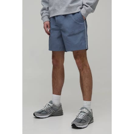 Baggy Short Length Piping Nylon Short | Slate | Size Medium