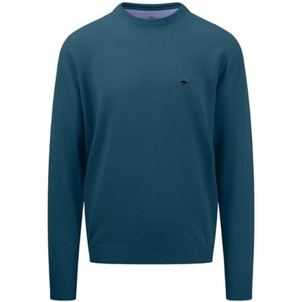 Fynch-Hatton Trui Uni Color O-Neck Superfine Cotton Dark Teal / male