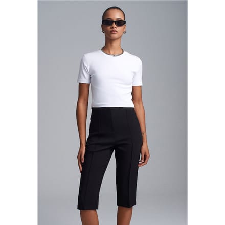 Hoge taille Rechte Capri Shorts Met Splits