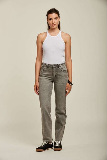 Broek Toxik3 middelhoge taille straight fit grijs