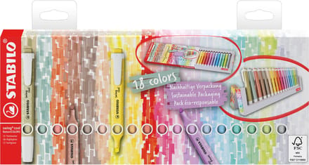 Markeerstift stabilo swing cool nature deskset 18x | 5 stuks