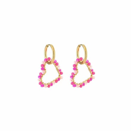 Bijoutheek Oorhangers Gekleurde Hartjes Fuchsia