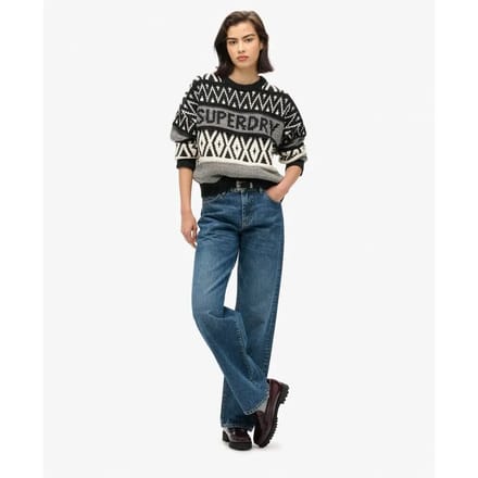 Superdry - Trui met merkpatroon en ronde hals - Dames - Sweaters