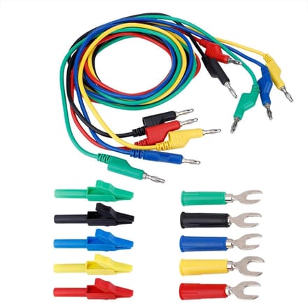 Meetkabelset Bananenstekker - Multimeter Kabels - Elektrische Tests - Volledig Geïsoleerd - 4 mm - Multicolor