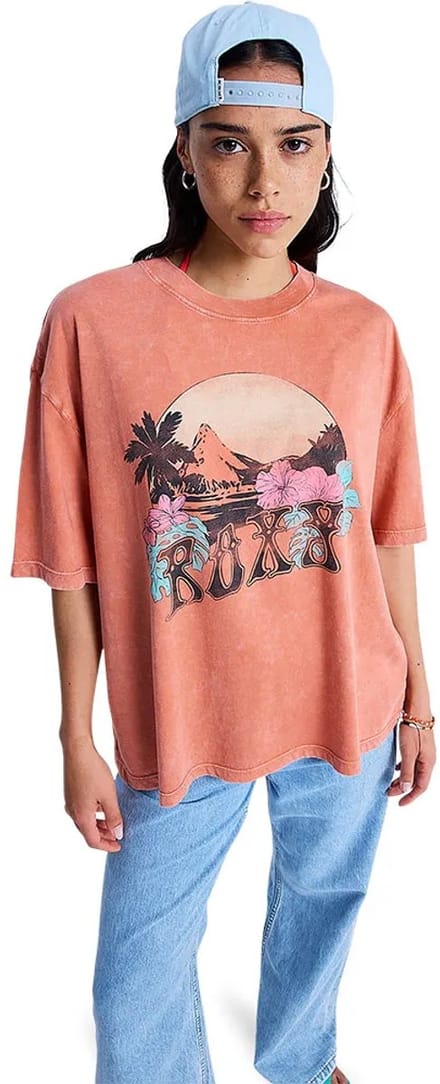 Roxy Washed T-shirt Met Korte Mouwen Oranje L Vrouw