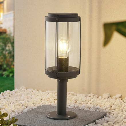 Lindby - Sokkellamp - 1licht - Aluminium, polycarbonaat - H: 40 cm - E27 - donkergrijs, helder