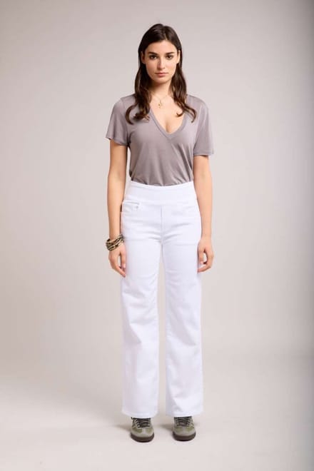 Toxik3 - Broek hoge taille jog denim wit straight extra comfy
