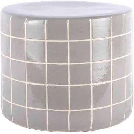 Leitmotiv Bijzettafel Retro Tiles Low - Lichtgrijs - Ø42cm - Modern