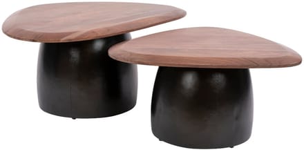 Fraaai - Brunoa salontafel set van 2 - massief acacia - bruin - brons onderstel