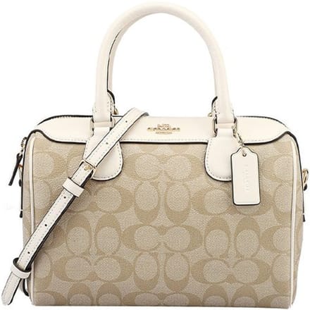 Coach Bennett 23 Verstelbare Riem Ritssluiting Boston Tas Dames Schoudertas Wit Kaki 32203-IMDQC Basic Set (Bag+Dust Bag) white