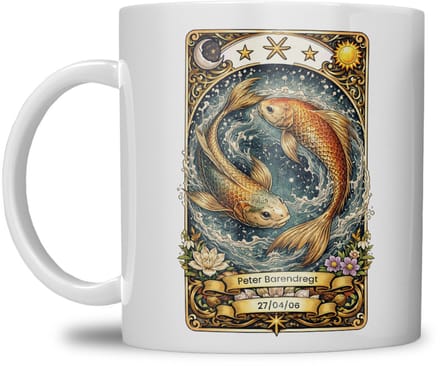 Sterrenbeeld mok - Vissen - Wit - Tarot mok - Gepersonaliseerd met naam en datum