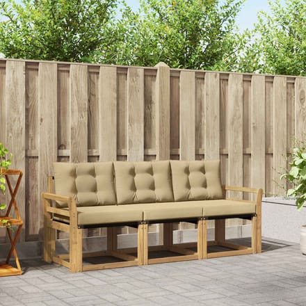 vidaXL - Buiten - bank - set - 3 - st - Wit - en - Beige