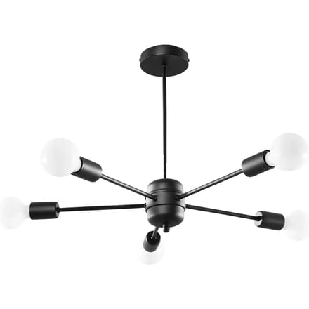 Sollux Lighting Kroonluchte Lango - E27 - zwart - staal - 46x66x66cm