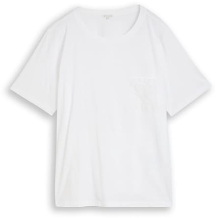 Tom Tailor - Plus Size - Boxy Fit T-shirt met borstzak - Maat 48 - White