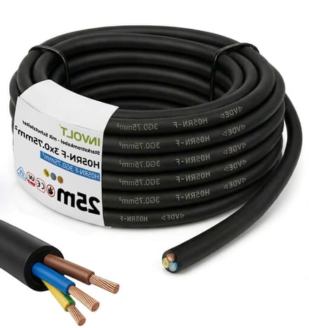 Rubberen Kabel - Verlengkabel Stroom - Elektrisch Aansluiten - VDE Gecertificeerd - 25 meter - Zwart
