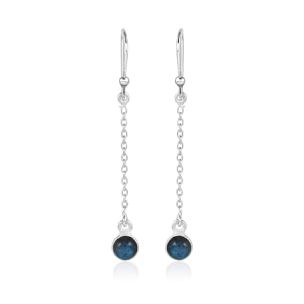 SilverGems Zilveren oorhangers met ronde Labradoriet edelstenen