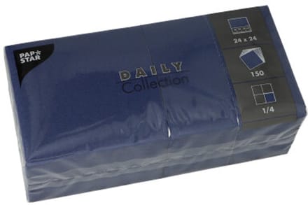 150 Servetten DAILY Collection 1/4 vouw 24 cm x 24 cm donkerblauw