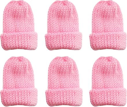 Gebreide eierwarmers - Mini-mutsjes - Ontbijt decoratie - Dubbellaags gebreid - Set van 6 - Roze