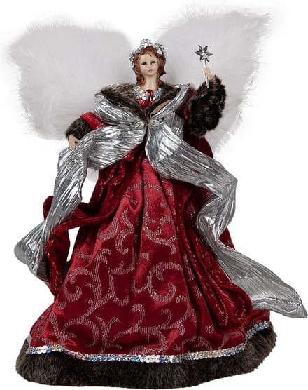 Clayre & Eef Kerstdecoratie Engel 28 cm Rood Kunststof