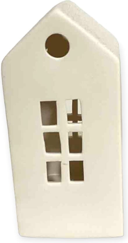 Home Society - LED Huisje - Wit - Keramiek - L - 17 x 8 x 9,5 cm