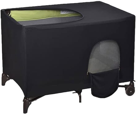 Allecta - Ademende wieg luifel cover voor reisbed - zwart - babykamer essentials.