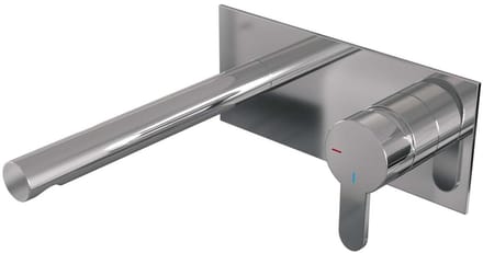 Brauer Chrome Edition Inbouw Wastafelmengkraan met Rechte Uitloop en Afdekplaat Model D1 Chroom