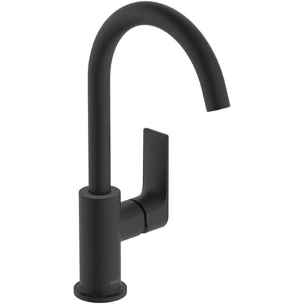 hansgrohe Rebris E - Wastafelmengkraan - Ééngreeps bediening - Met trekwaste - 210mm maat - Draaibare uitloop - Mat Zwart