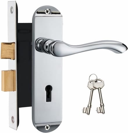 Slaapkamer Deurslot Set - Gepolijst Chrome - Backset 45MM 65MM Breedte