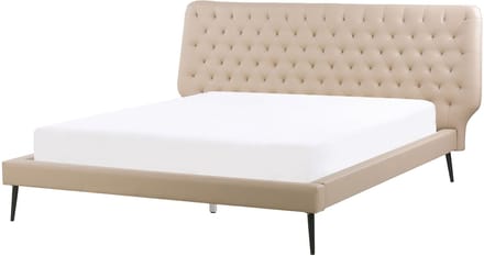ESSONNE - Tweepersoonsbed - Beige - 160 x 200 cm - Kunstleer