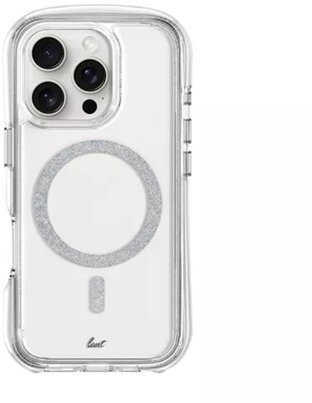 LAUT AERO SPARKLE iPhone Hoes – Crystal Clear met Glinsterend Effect & 6m Valbeveiliging | MagSafe Compatible | Apple iPhone 16 Pro