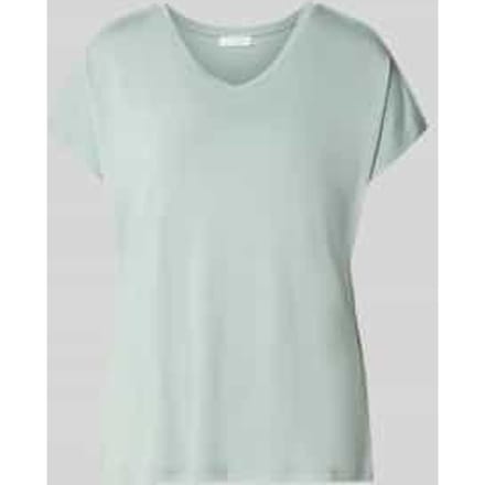 T-shirt van mix van viscose en elastaan met v-hals