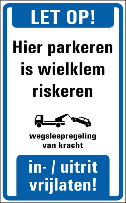 Hier parkeren is wielklem riskeren sticker 320 x 200 mm
