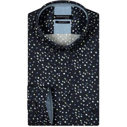 Giordano Overhemd Ivy Button-Down Multi Dots Pattern Twill Navy-Donkergroen / male
