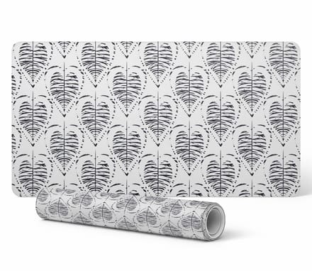 Elegante decoratieve bureauonderlegger met bladeren, symmetrisch retro design, 100x50 cm
