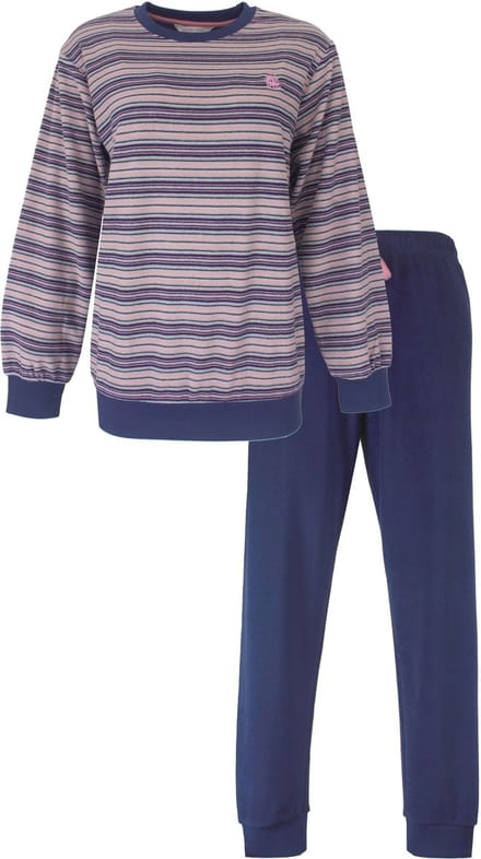 Tenderness Dames Pyjama - Badstof - Lange Mouwen - Blauw - Maat M
