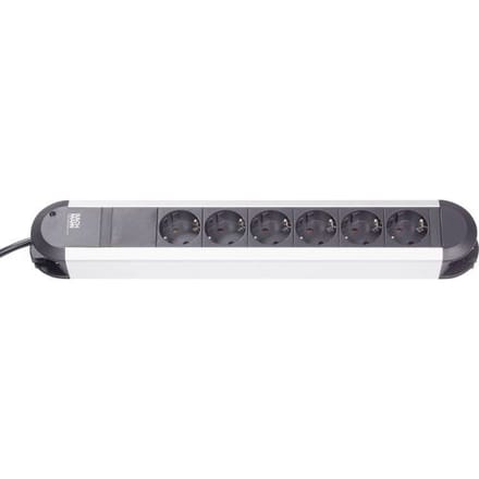 BACHMANN PRIMO stekkerdoos 6x geaard contact, aluminium, 1,75 m