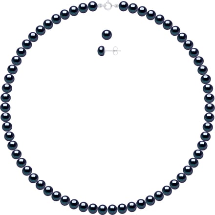 Set bestaande uit: Ketting van Echte Gecultiveerde Zoetwaterparels Semi Rond 6-7 mm