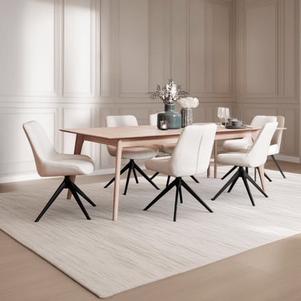Eetkamertafel Naturel - Eikenhout - 220x105x75cm - Eetkamertafel Porto
