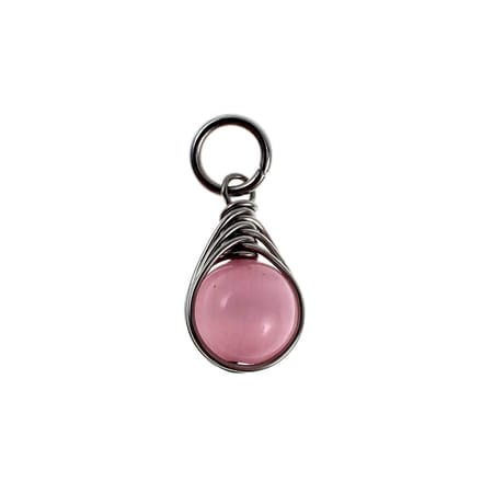 25mm x 10mm Roze Kattenoogsteen Hanger Dames - RVS - Handgemaakt Visgraattechniek Steen Hanger