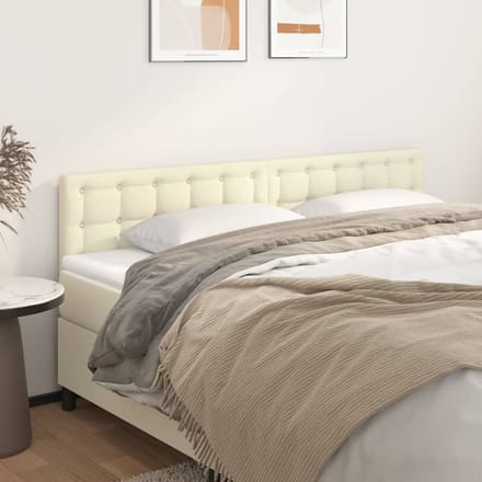 vidaXL - Hoofdborden - 200x5x78/88 - cm - kunstleer - crèmekleurig
