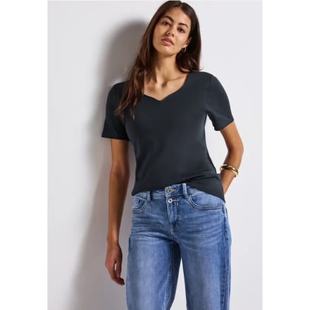 Shirt met hartvormige halslijn
