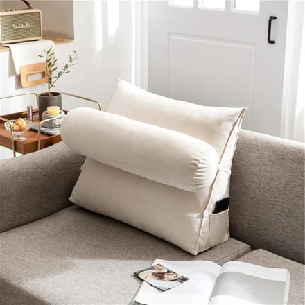 Driehoekig Leeskussen - Wigkussen Neksteun - Comfortabel Lezen - Verstelbare Ondersteuning - 60x50x22cm - Edelwit