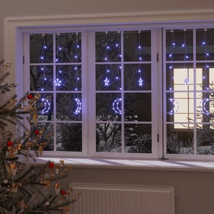 vidaXL - Lichtslinger - ster - en - maan - afstandsbediening - 138 - LED's - blauw