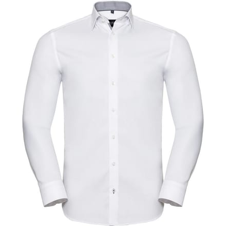 Russell Collection Heren Lange Mouw Contrast Visgraatshirt (Wit/zilver)
