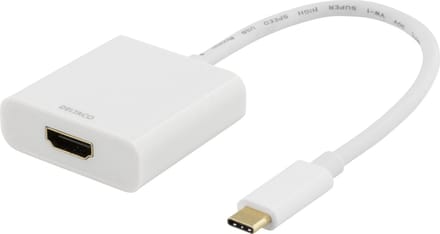 DELTACO USBC-HDMI7 USB-C naar HDMI adapter, UltraHD 4K 30Hz, wit