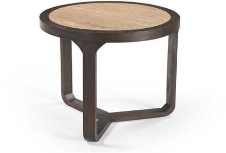 Starfurn Bijzettafel Morris - Rond Hout/Travertin - 60x60x48cm