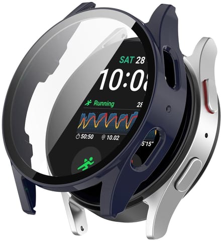 By Qubix - Hard case waterdicht - Donkerblauw - Geschikt voor Samsung Galaxy Watch 7 / 40mm