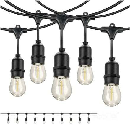 Kobi - Prikkabel lichtslinger 10m - incl. 10x 1W E27 LED lamp
