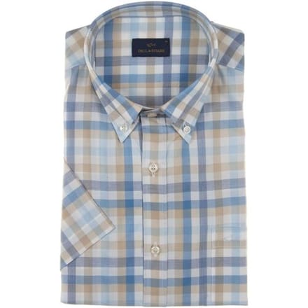 Paul & Shark Overhemd Cotton Zephir Check Shirt Blauw-Beige / male