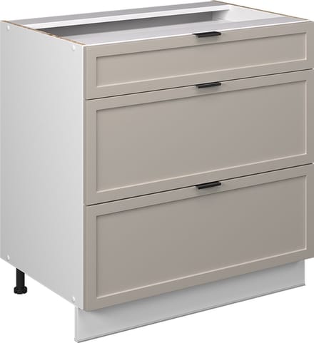 Vicco Fame-Line Keukenonderkast – 80 cm met 3 laden, WB Eik GrijsBeige